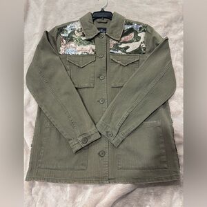one 5 one Olive Green Sequin Accent Jacket like new